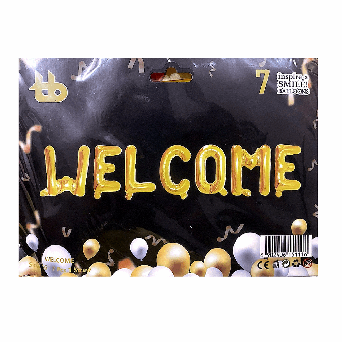 WELCOME Foil Balloons – 7-Piece Set for Welcome Party & Room Decoration