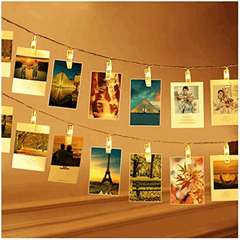 20 Clips Photo Fairy Lights String battery Operated for Birthday Decoration, Wedding, Party, Home Decor