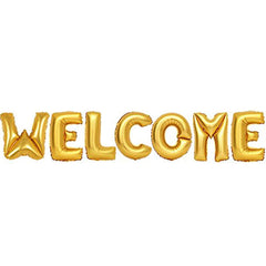 WELCOME Foil Balloons – 7-Piece Set for Welcome Party & Room Decoration