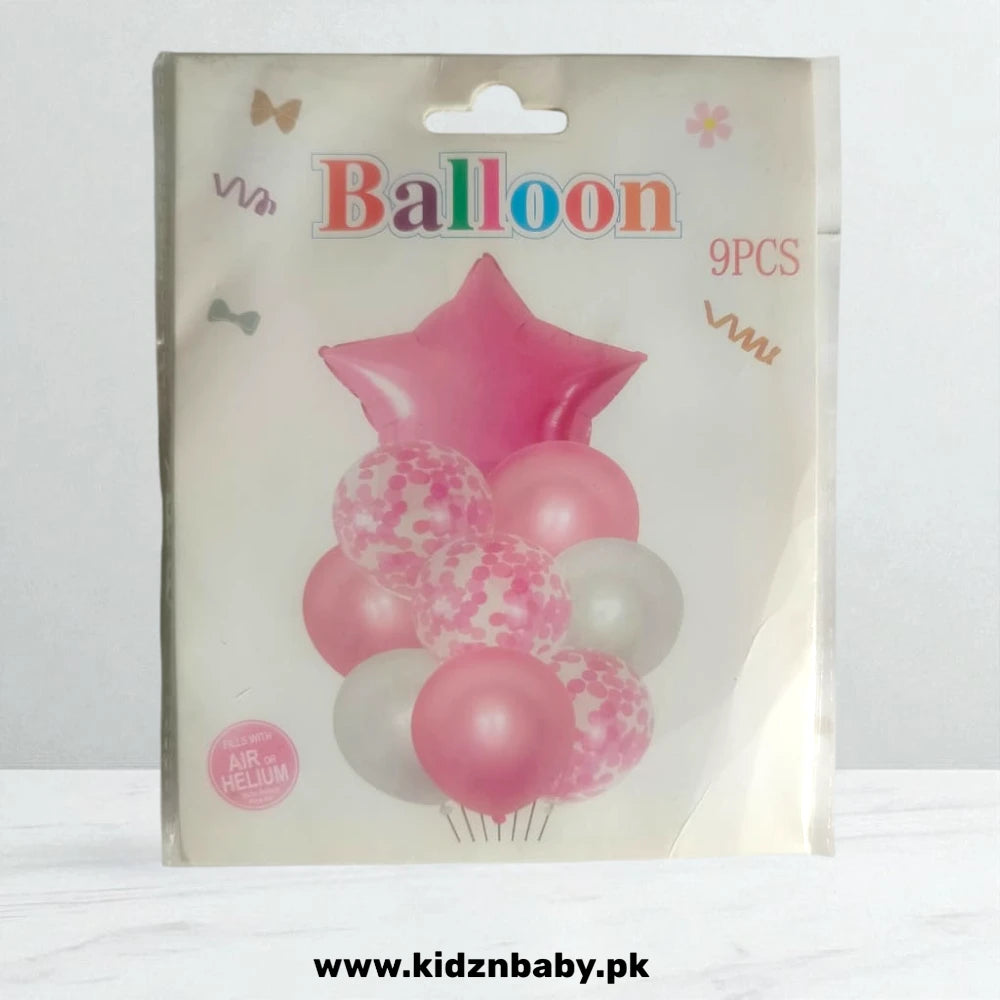 Assorted 9-pack of helium-quality foil and latex balloons for party decoration
