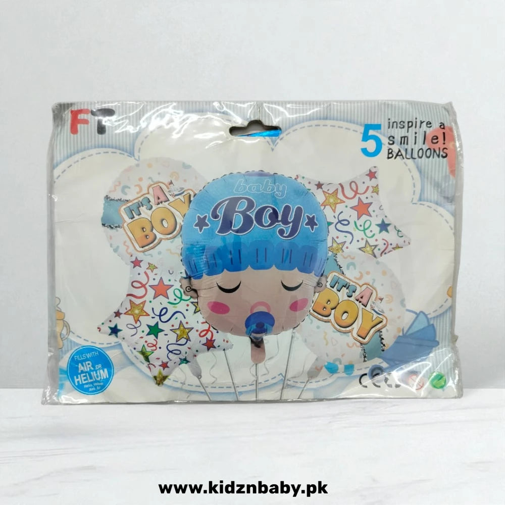 Baby Boy Face Combo Foil Balloons Set - 5 Pcs - KidzNBaby
