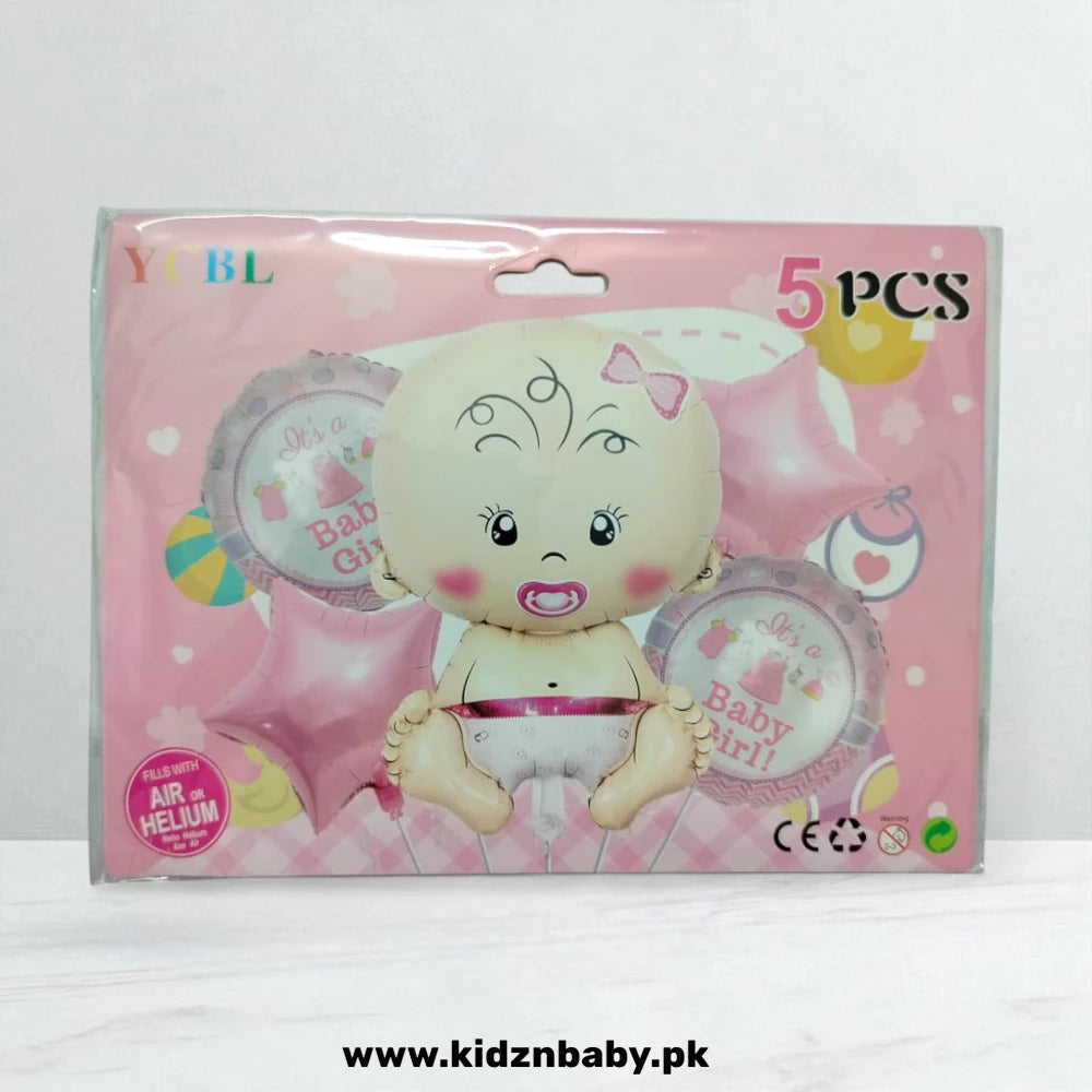 Baby Girl Foil Balloons Set pink 5 pcs