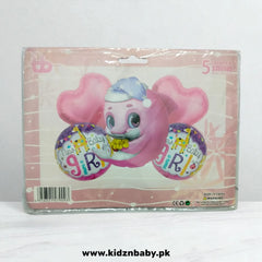 Baby Girl dolphin foil balloons set of 5 for baby shower and kids birthday decoration in Pakistan