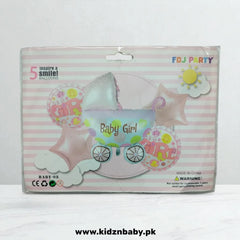 Baby Girl stroller theme foil balloons set of 5 for baby shower and welcome celebrations in Pakistan