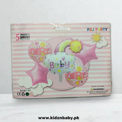 Baby girl cloud foil balloons set 5 pcs in Pakistan