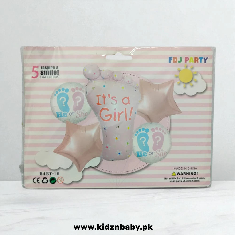 Baby girl foot balloons for baby shower decoration