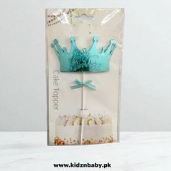 Pink and blue crown Happy Birthday cake topper for kids party