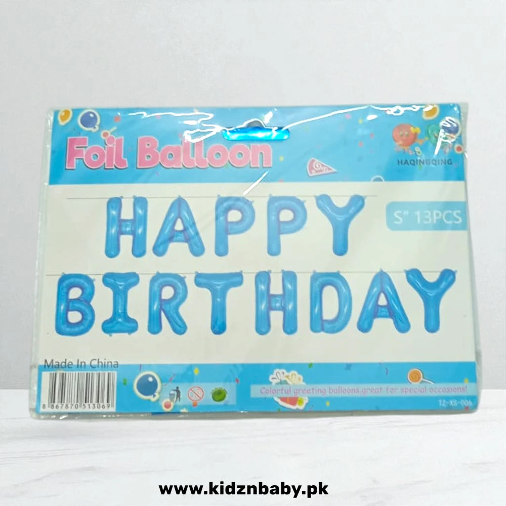 Blue Alphabet Foil Balloons Banner for Birthday Event Decoration