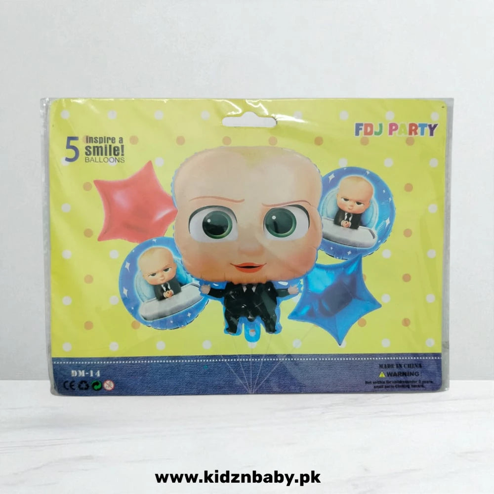 Boss Baby new theme foil balloons set of 5 for kids birthday decoration in Pakistan