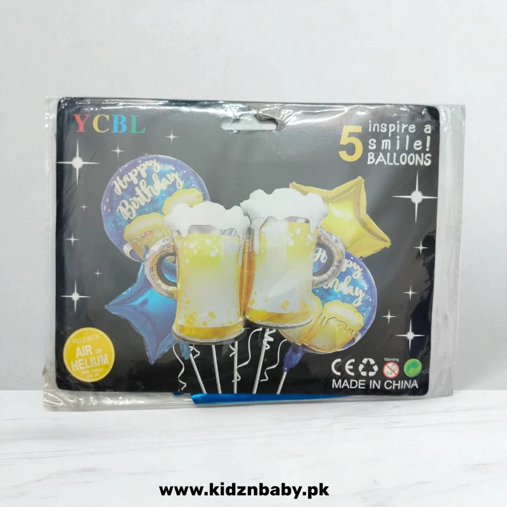 Celebration Glasses Foil Balloons – 5 Pcs for Birthday & Party Decoration
