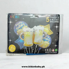 Celebration Glasses Foil Balloons – 5 Pcs for Birthday & Party Decoration