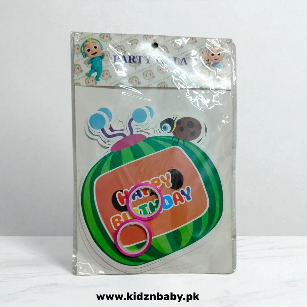 Cocomelon theme happy birthday banner 14pcs set for kids birthday decoration in Pakistan