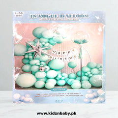 Blue "Happy Birthday" theme combo decoration set including balloons, banner, and swirls