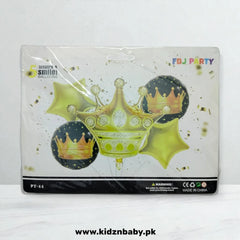 Crown golden theme combo foil balloons set pack of 5 for birthday or wedding decoration in Pakistan