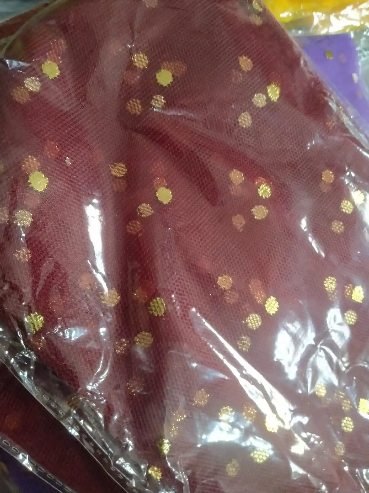 Dark Brown dotted net curtain