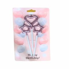Heart and Star Shape Candle for Cake in Dark purple Color