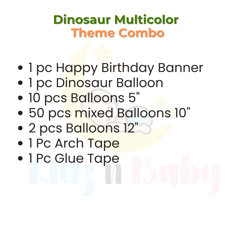 Dinosaur Multicolor Theme combo decoration set