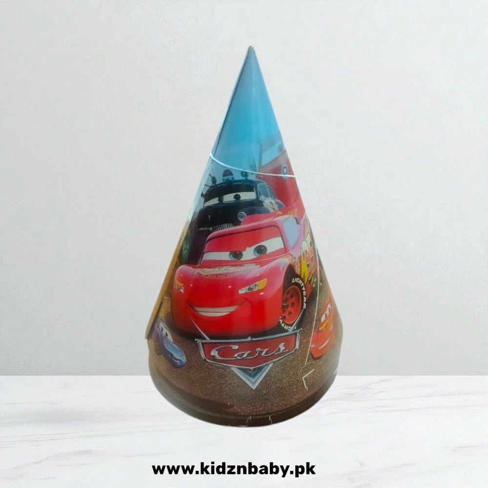Disney Cars theme birthday party cap featuring Lightning McQueen