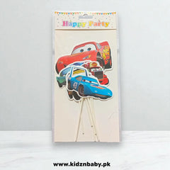 Disney Cars theme cake topper set featuring Lightning McQueen and Mater