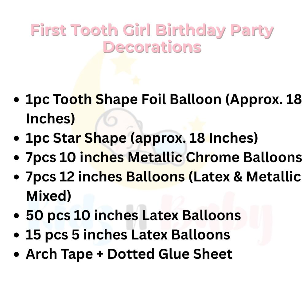 First Tooth Girl Birthday Decoration Set
