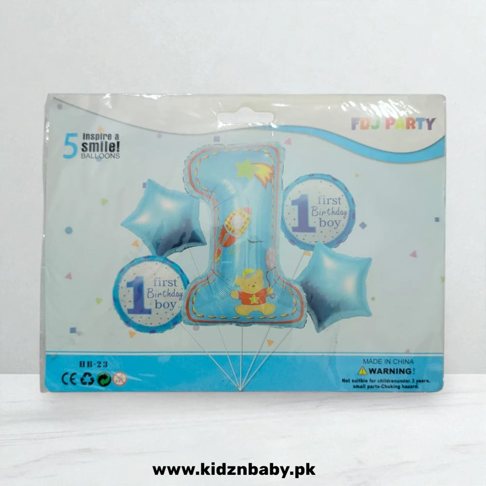 First birthday boy foil balloons set 5 pcs in Pakistan