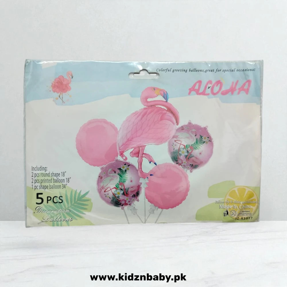 Flamingo foil balloons set of 5 for tropical theme birthday and party decoration in Pakistan