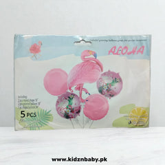 Flamingo foil balloons set of 5 for tropical theme birthday and party decoration in Pakistan