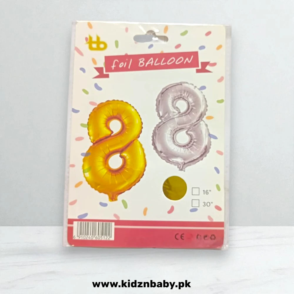 Golden Number Foil Balloons 8