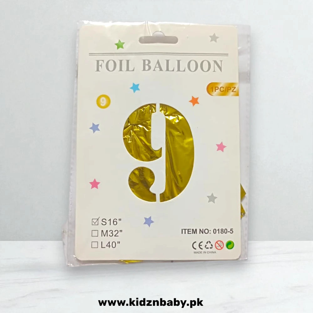 Golden number Foil Balloons 9