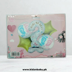 Gender Reveal Foil Balloons Set – 5 Pcs for Baby Shower Party Decoration