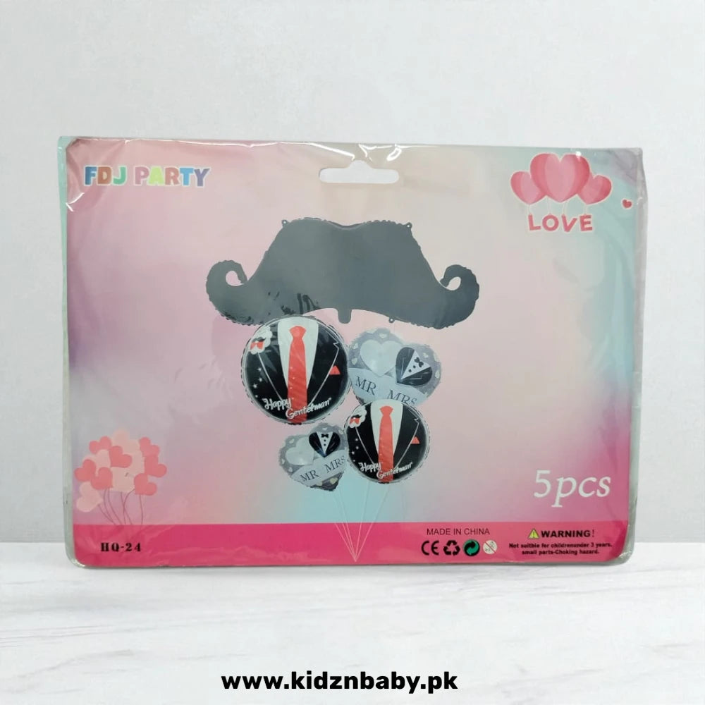 Gentleman Mr & Mrs Theme Foil Balloons Set 5Pcs for Wedding Decorations in Pakistan