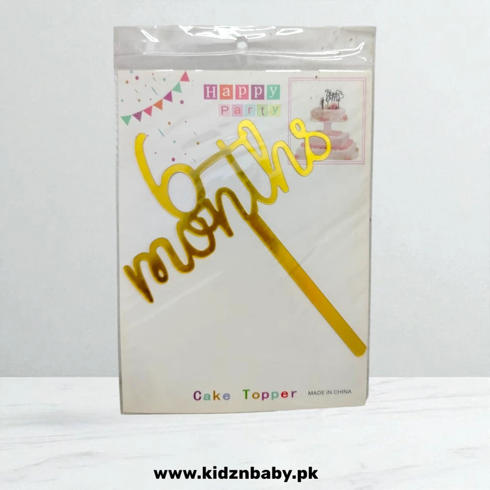 Golden Half year Birthday cake topper