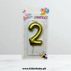 Gold Number 2 Candle for Party Cake Decorations