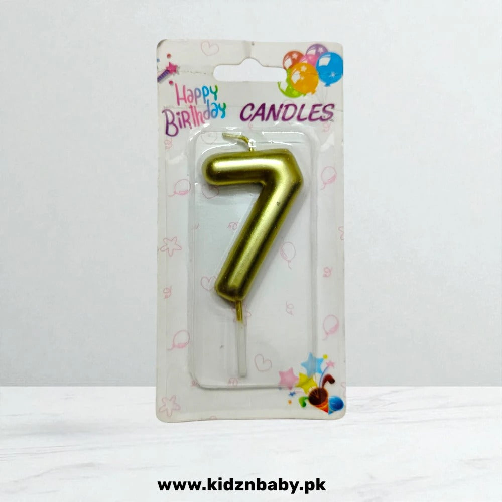 Golden Number 7 Candle for Birthday and Anniversary Cake