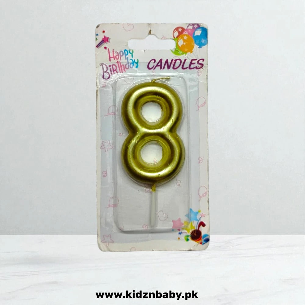 Golden Number 8 Candle for Party Cake Decoration
