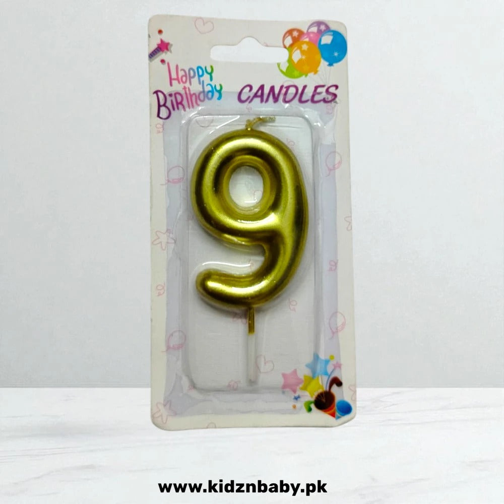 Golden Number 9 Candle for Cake Celebration Decor