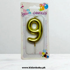 Golden Number 9 Candle for Cake Celebration Decor