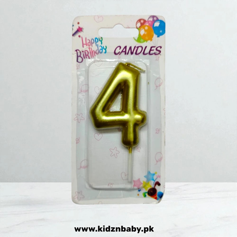 Golden Number 4 Candle for Birthday Party Cake