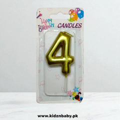 Golden Number 4 Candle for Birthday Party Cake
