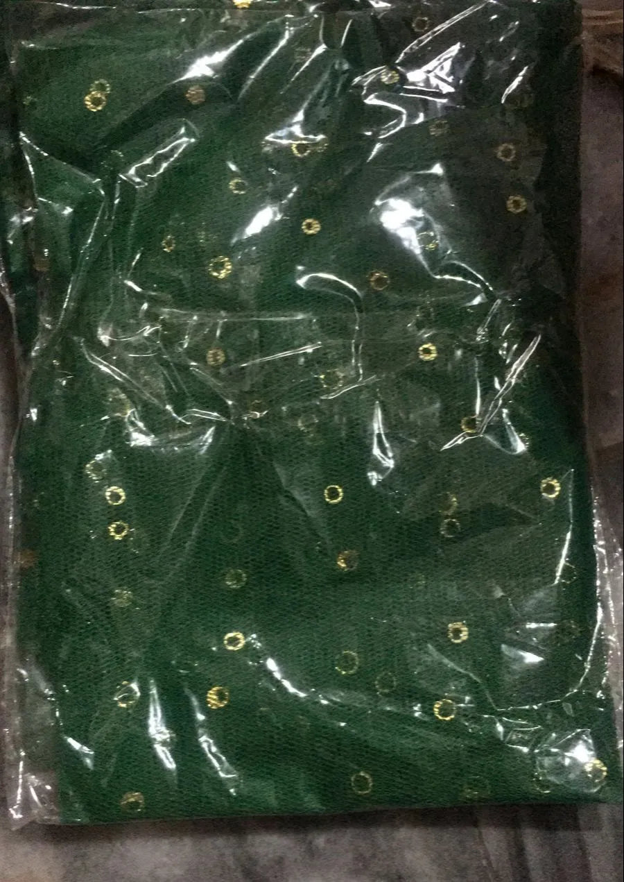 Green Net curtain Dotted