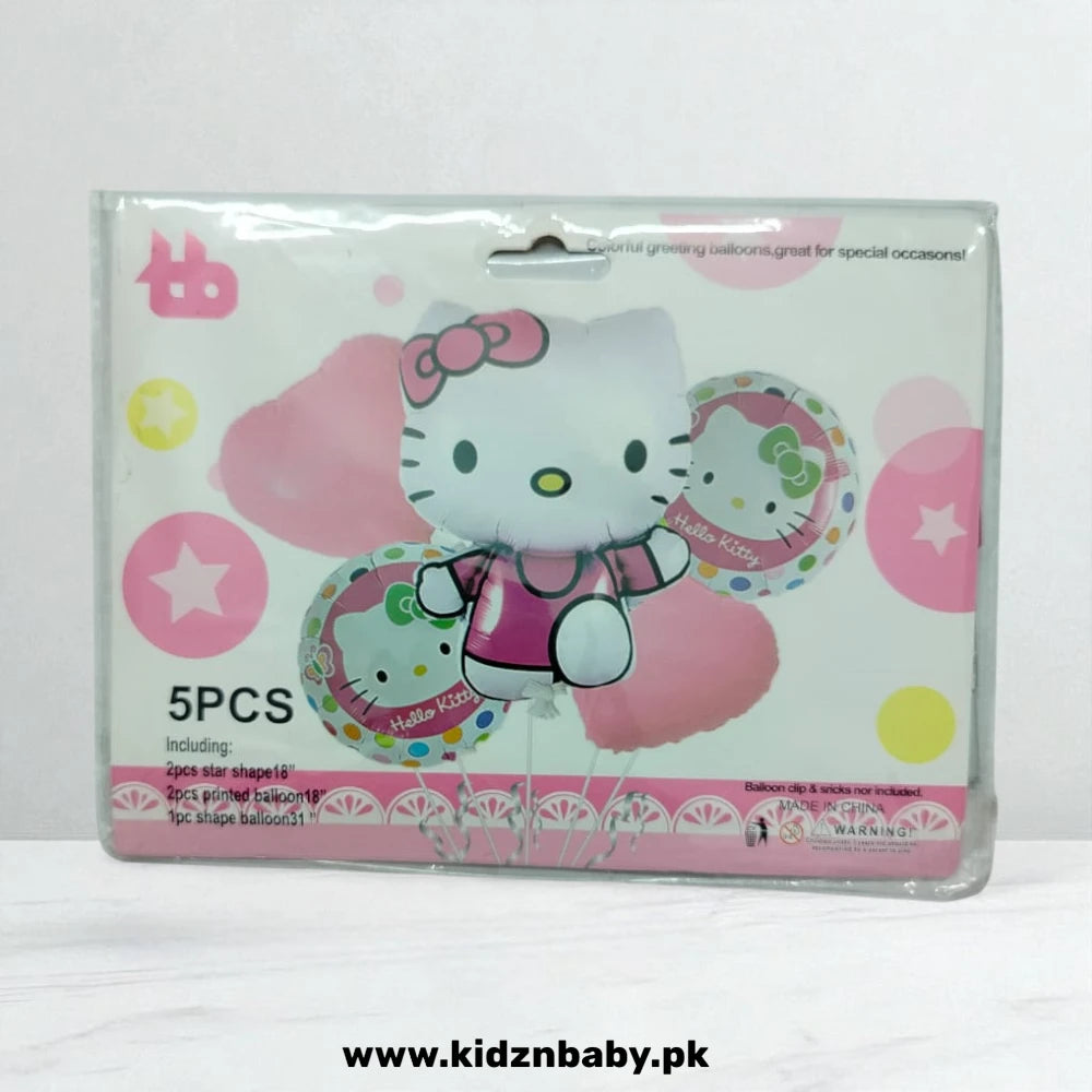 Hello Kitty New theme foil balloons set pack of 5 for kids birthday party decoration in Pakistan