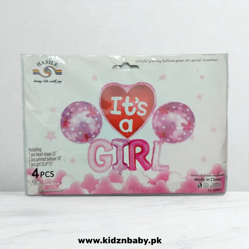 It’s A Girl Heart Foil Balloons Set 5Pcs for baby shower