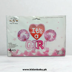 It’s A Girl Heart Foil Balloons Set 5Pcs for baby shower