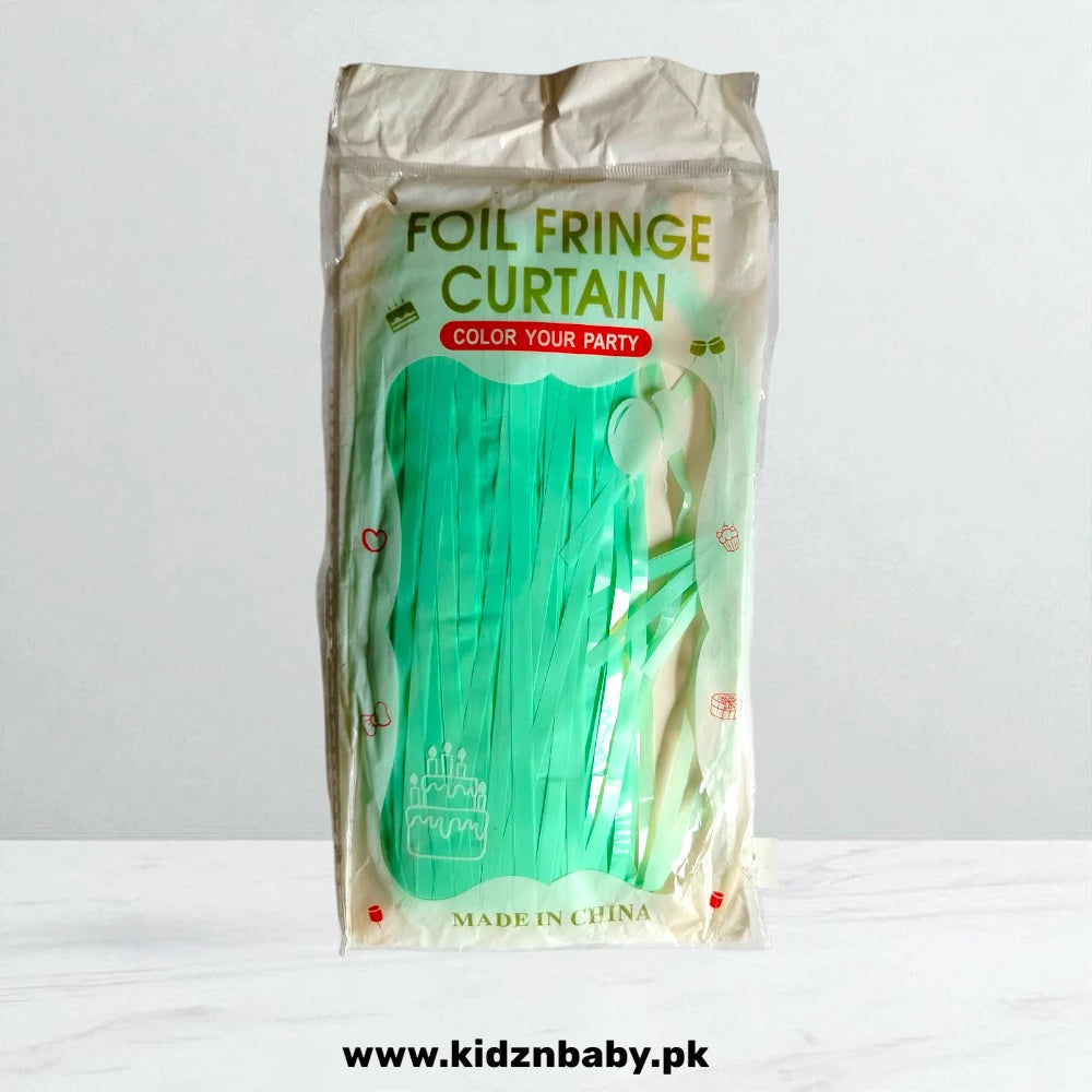 Green Macaron Pastel Foil Fringe Curtain for Celebration and Stage Decor