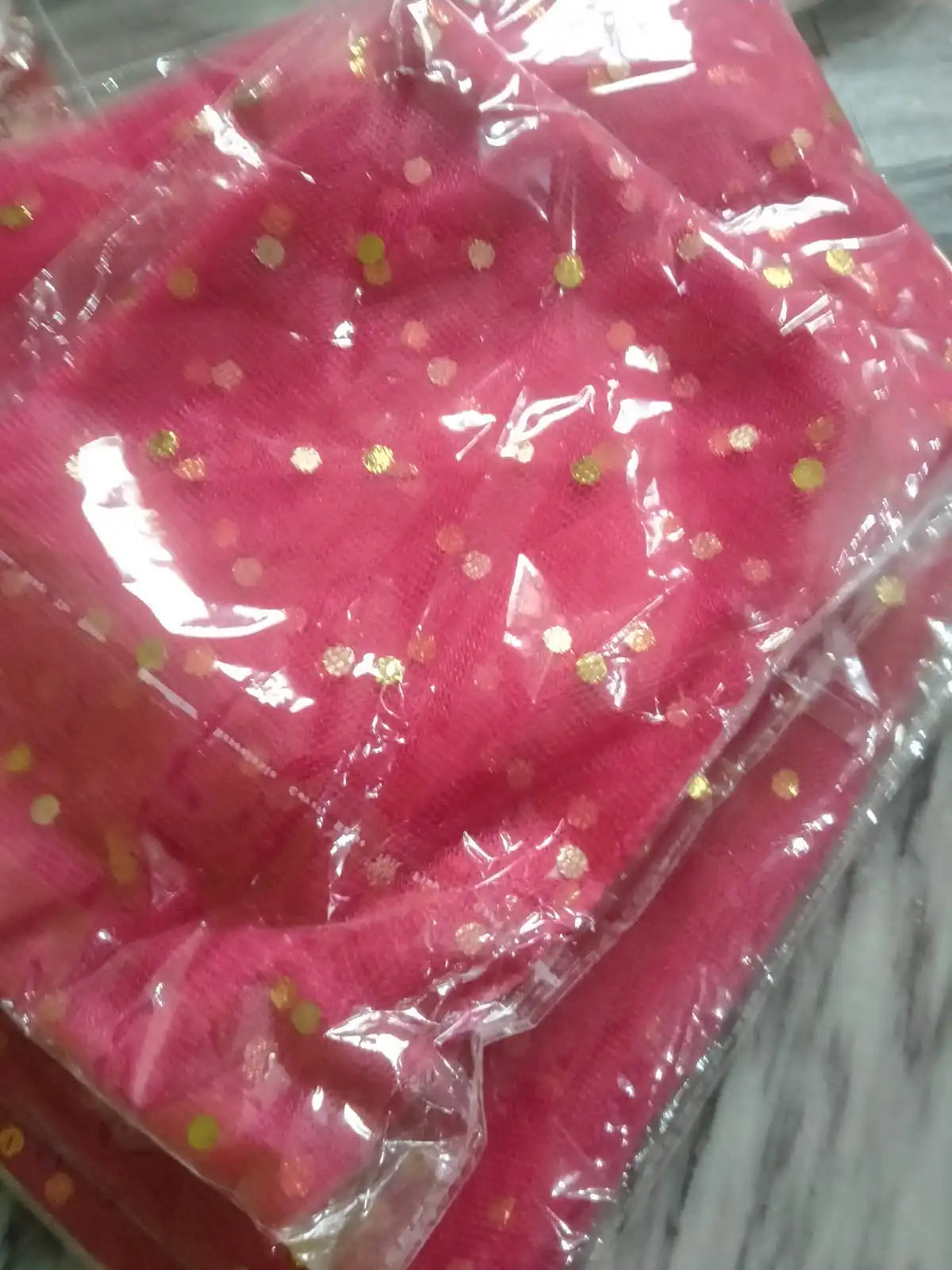 Maroon decorated net curtain