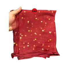 Maroon Dotted net curtain for celebrations and parties