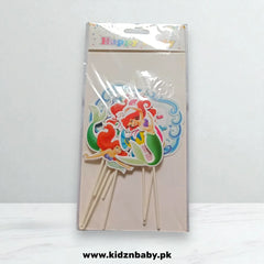 Mermaid tail and seashell cake topper set for under-the-sea party decoration