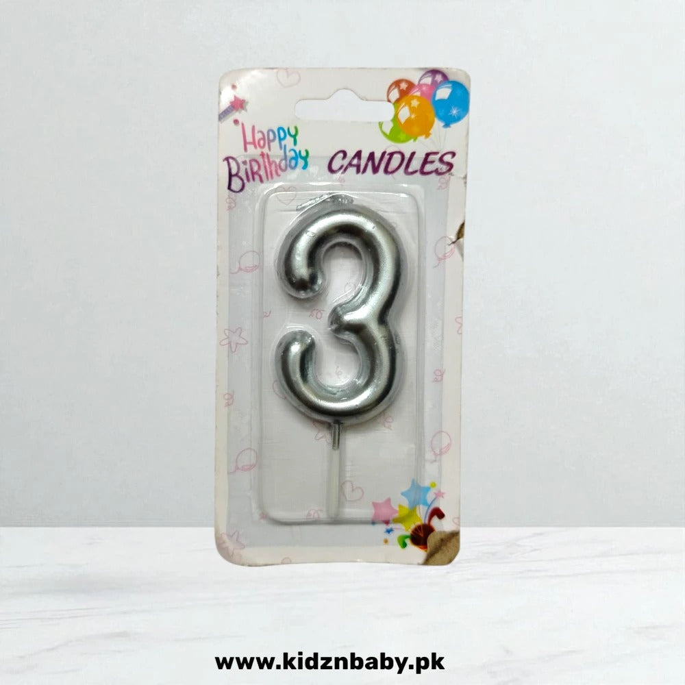 Silver Number 3 Candle for event decorations