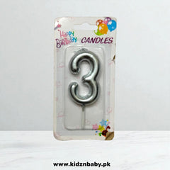 Silver Number 3 Candle for event decorations