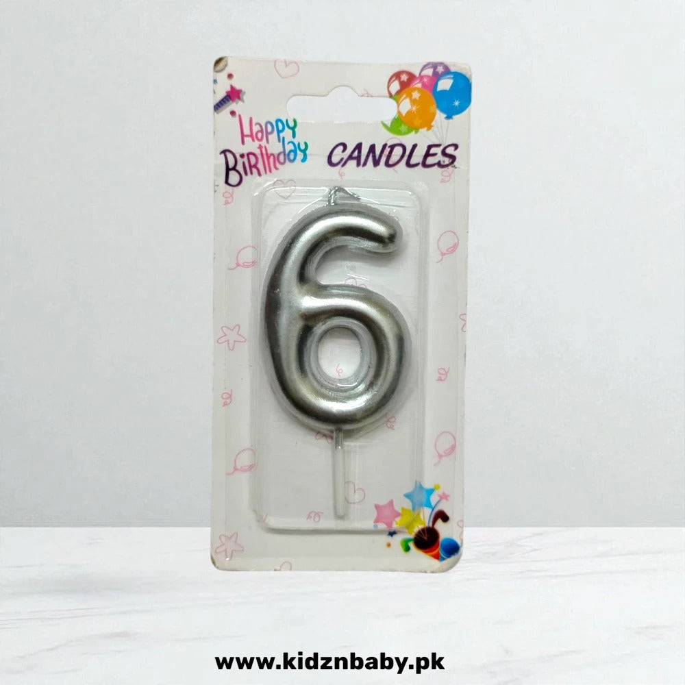 Silver number 6 Candles for Birthday Decorations